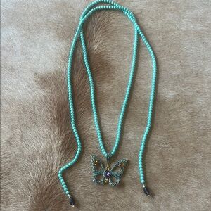 Heidi Daus Turquoise and Gold Butterfly Necklace